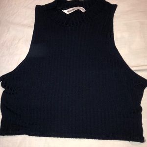 Blue cropped turtle neck top